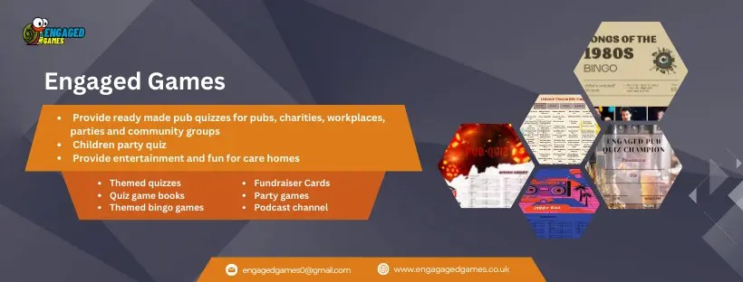 Cover photo of ENGAGED GAMES: BRINGING FAMILIES AND FRIENDS TOGETHER PLAYING WONDERFUL QUIZZES